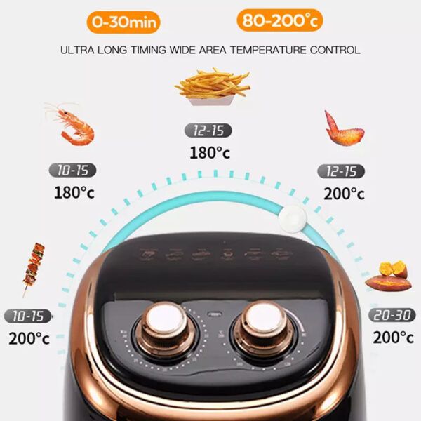DSP Iσχυρή Φριτέζα Αέρος 1200W με Αποσπώμενο Κάδο 3.5lt και Ρυθμιζόμενο Θερμοστάτη - Air Fryer Μαύρη