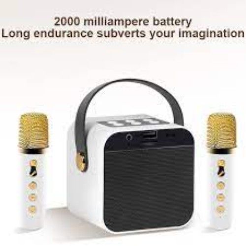 Φορητό Ηχείο Ηχοσύστημα Bluetooth Καραόκε με Ασύρματο Μικρόφωνο Bluetooth Λειτουργία Εγγραφής Ήχου Λευκό