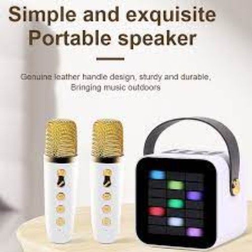 Φορητό Ηχείο Ηχοσύστημα Bluetooth Καραόκε με Ασύρματο Μικρόφωνο Bluetooth Λειτουργία Εγγραφής Ήχου Λευκό