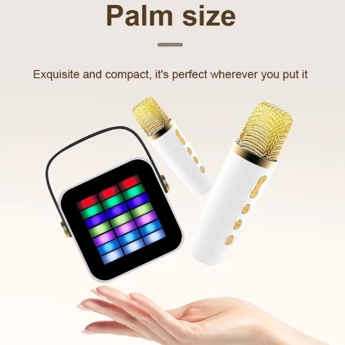 Φορητό Ηχείο Ηχοσύστημα Bluetooth Καραόκε με Ασύρματο Μικρόφωνο Bluetooth Λειτουργία Εγγραφής Ήχου Λευκό