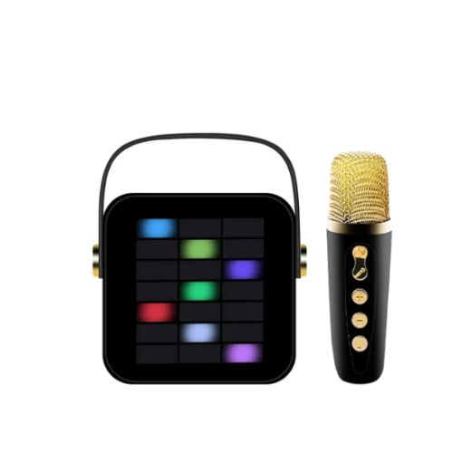 Φορητό Ηχείο Ηχοσύστημα Bluetooth Καραόκε με Ασύρματο Μικρόφωνο Bluetooth Λειτουργία Εγγραφής Ήχου Μαύρο
