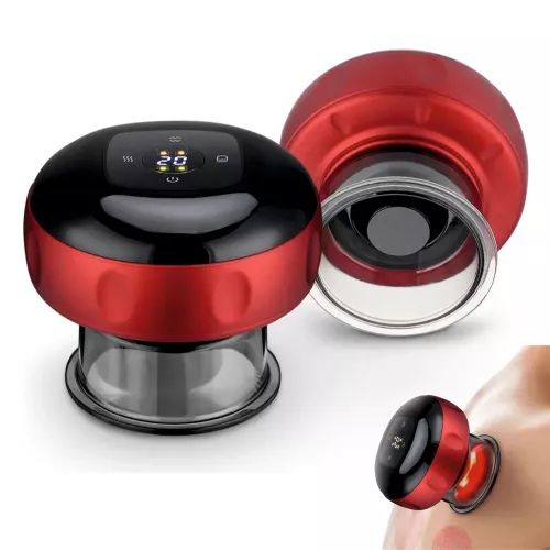Ηλεκτρική Συσκευή Μασάζ Βεντούζα 12 Ταχυτήτων με Θέρμανση Ερυθρού Φωτός Electric Cupping Massager Red Light Heating