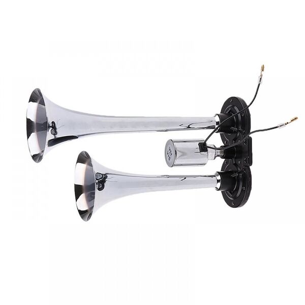 Διπλή Κόρνα Αέρος Αυτοκινήτου-Φορτηγού 12-24V 120dB Μαύρο-Ασημί