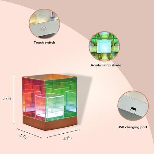 LED Διακοσμητικό Φωτιστικό Andowl Κύβος Πολύχρωμο Φως 2W USB
