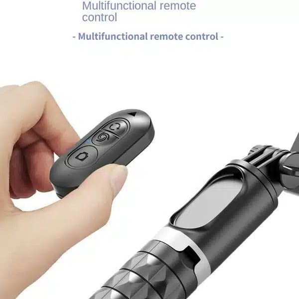 Πτυσσόμενος Σταθεροποιητής Κινητού - Gimbal - Τρίποδο - Selfie Stick με Ενσωματωμένο & Αποσπώμενο Bluetooth Χειριστήριο και 3 Επιλογές Φωτισμού Andowl Μαύρο