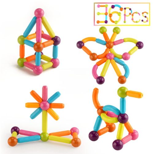 Εκπαιδευτικό Παιχνίδι Σετ Μαγνητών 36 Τεμάχια Magnetic Sticks για Ηλικίες 3+