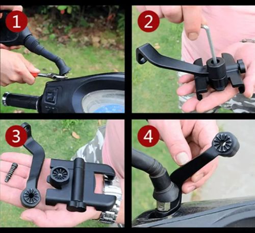 Ρυθμιζόμενη Βάση Στήριξης Κινητού Τηλεφώνου Universal για Καθρέφτη Μοτοσυκλέτας C2 Μαύρη