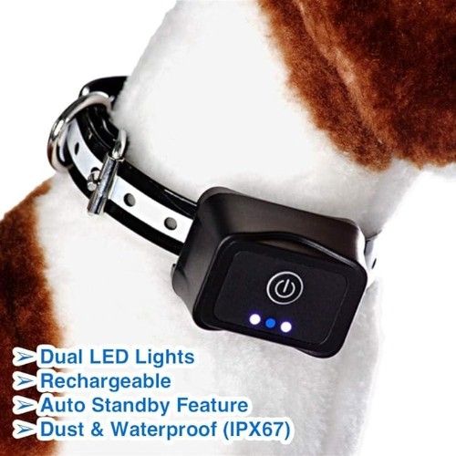 Αδιάβροχο Επαναφορτιζόμενο Ηλεκτρικό Ασύρματο Κολάρο Εκπαίδευσης Σκύλου με 4 Λειτουργίες και LED Φωτάκι - Μαύρο