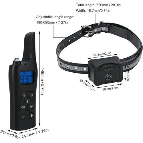 Αδιάβροχο Επαναφορτιζόμενο Ηλεκτρικό Ασύρματο Κολάρο Εκπαίδευσης Σκύλου με 4 Λειτουργίες και LED Φωτάκι - Μαύρο