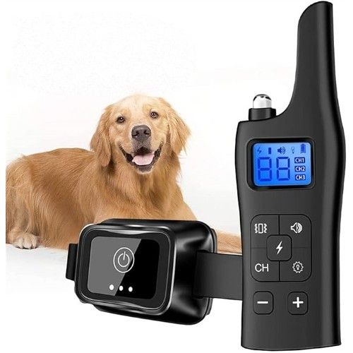 Αδιάβροχο Επαναφορτιζόμενο Ηλεκτρικό Ασύρματο Κολάρο Εκπαίδευσης Σκύλου με 4 Λειτουργίες και LED Φωτάκι - Μαύρο