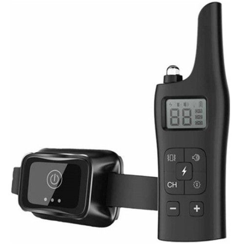 Αδιάβροχο Επαναφορτιζόμενο Ηλεκτρικό Ασύρματο Κολάρο Εκπαίδευσης Σκύλου με 4 Λειτουργίες και LED Φωτάκι - Μαύρο