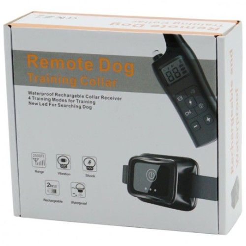 Αδιάβροχο Επαναφορτιζόμενο Ηλεκτρικό Ασύρματο Κολάρο Εκπαίδευσης Σκύλου με 4 Λειτουργίες και LED Φωτάκι - Μαύρο