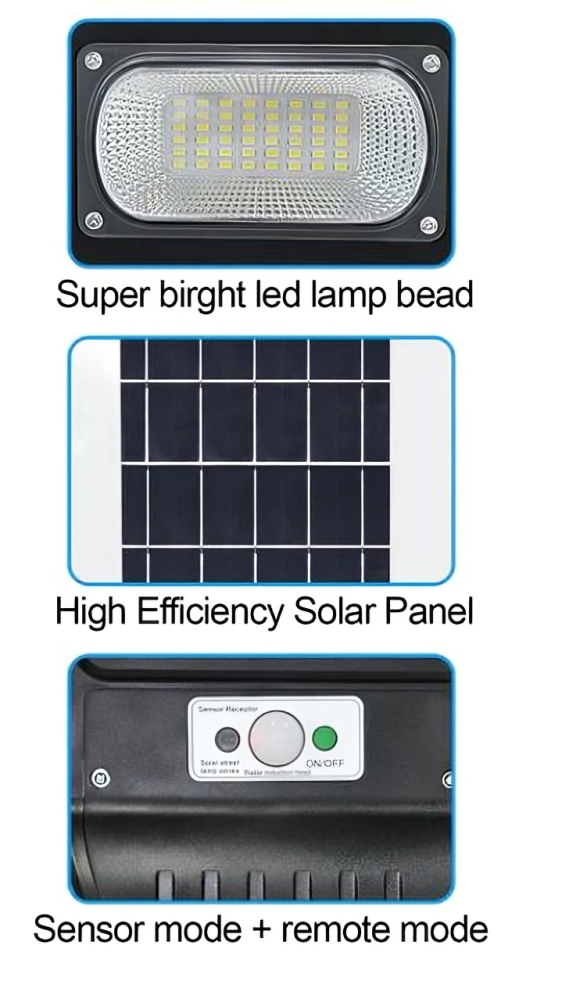 Led Αδιάβροχο Ηλιακό Φωτιστικό Δρόμου - 250W 19200LM - Με Ανιχνευτή Κίνησης & Τηλεχειριστήριο - Jortan