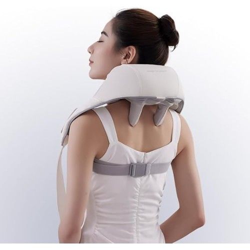 Συσκευή Μασάζ Shiatsu με Χειρολαβές για Λαιμό Πλάτη Ώμους Πόδια με 2 Επιλογές Έντασης & Θερμότητα Λευκό