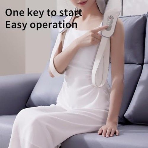 Συσκευή Μασάζ Shiatsu με Χειρολαβές για Λαιμό Πλάτη Ώμους Πόδια με 2 Επιλογές Έντασης & Θερμότητα Λευκό