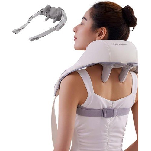 Συσκευή Μασάζ Shiatsu με Χειρολαβές για Λαιμό Πλάτη Ώμους Πόδια με 2 Επιλογές Έντασης & Θερμότητα Λευκό