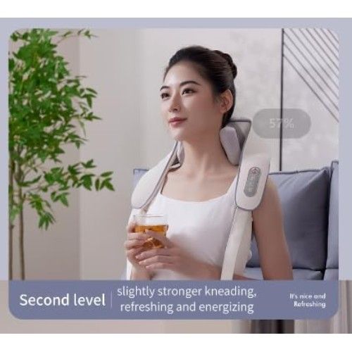 Συσκευή Μασάζ Shiatsu με Χειρολαβές για Λαιμό Πλάτη Ώμους Πόδια με 2 Επιλογές Έντασης & Θερμότητα Λευκό