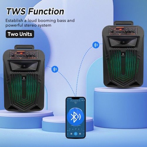 Φορητό Bluetooth Ηχείο Party Speaker 10 - 2000W Stereo Subwoofer Heavy Bass 8