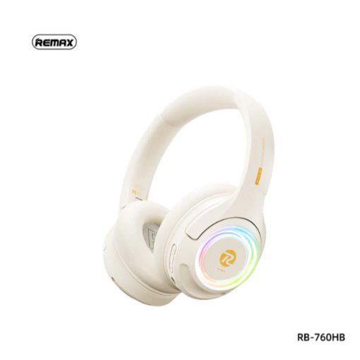 Ασύρματα Bluetooth Πτυσσόμενα Ακουστικά με RGB Φωτισμό και Μικρόφωνο REMAX Λευκό