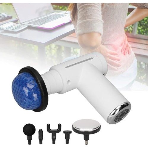 Μίνι Επαναφορτιζόμενη Eπαγγελματική Συσκευή Μασάζ Δονήσεων για το Σώμα με 6 Διαφορετικά Εξαρτήματα 6 Ταχύτητες- Αθλητικό Μασάζ, Ανάκαμψης & Αποκατάστασης - MDHLL Λευκό
