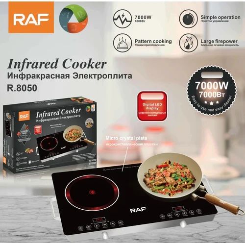 Επιτραπέζια Ηλεκτρική Φορητή Διπλή Κεραμική Εστία 7000W RAF - Μαύρο