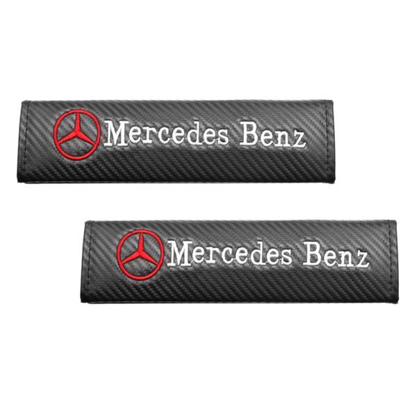 Σετ 2τμχ Κεντητά Μαξιλαράκια Ζώνης Mercedes Benz Carbon σε Μαύρο Χρώμα
