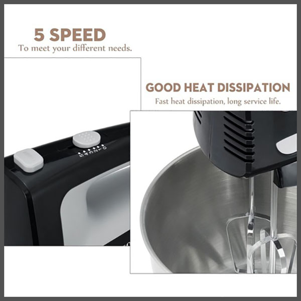 Ηλεκτρικό Μίξερ 5 Ταχυτήτων 3.5L, 400W με Kάδο από Aνοξείδωτο Xάλυβα- Blender Sokany