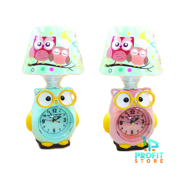 Παιδικό Επιτραπέζιο Φωτιστικό με Καπέλο – Πορτατίφ με Ρολόι και Σχέδιο Κουκουβάγια με Γυαλιά Ε14 