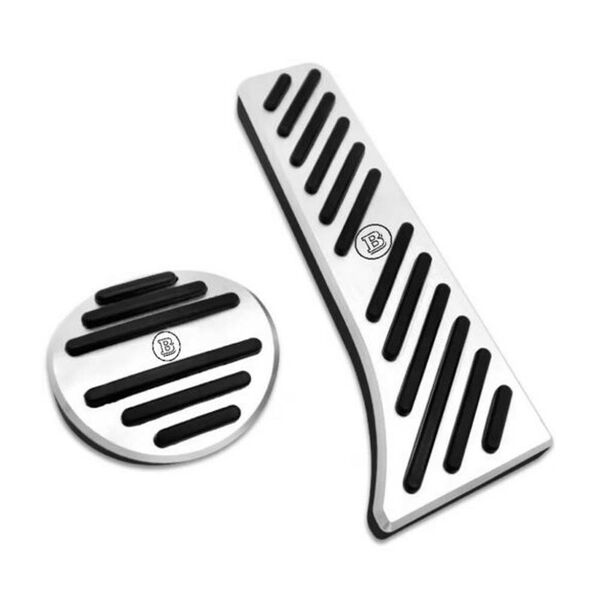 Μεταλλικές Πεταλιέρες Brabus με Αντιολισθητικό Λάστιχο για Smart Ασημί-Μαύρο 