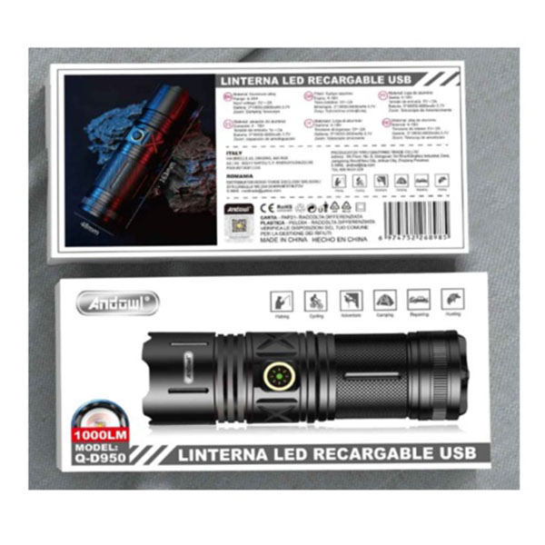 Επαναφορτιζόμενος Φακός USB LED 100lm Andowl