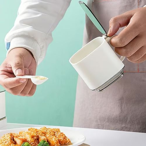 Βάση Οργάνωσης & Αποθήκευσης με 2 Δοχεία Μπαχαρικών και Ενσωματωμένο Κουταλάκι8.5x8x24cm - Μπλε 
