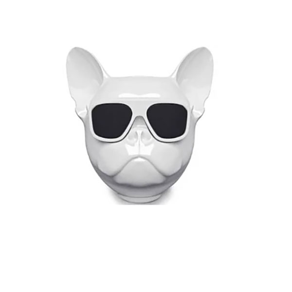 Mini Φορητό Ασύρματο Ηχείο Bluetooth 3W σε Σχήμα Bulldog με Διάρκεια Μπαταρίας έως 4 Ώρες και Εμβέλεια Bluetooth 10m-Λευκό