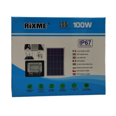 Αδιάβροχος Ηλιακός Προβολέας 100W IP67 με Φωτοβολταϊκό Πάνελ, Τηλεχειρισμό και χρονοδιακόπτη