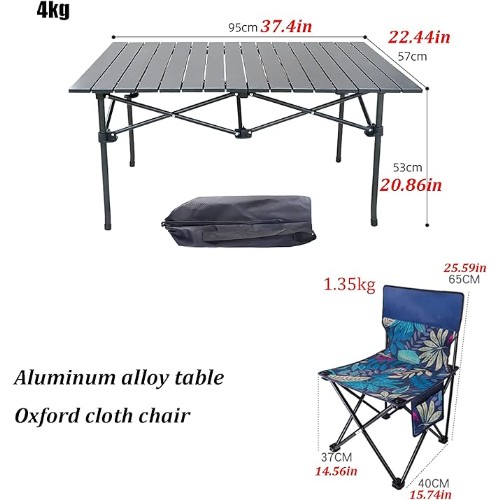 Φορητό Αναδιπλούμενο Σετ Τραπέζι 95x55x50cm με 6 Πτυσσόμενες Καρέκλες 43x43x72cm - Με Βαλιτσάκι Μεταφοράς