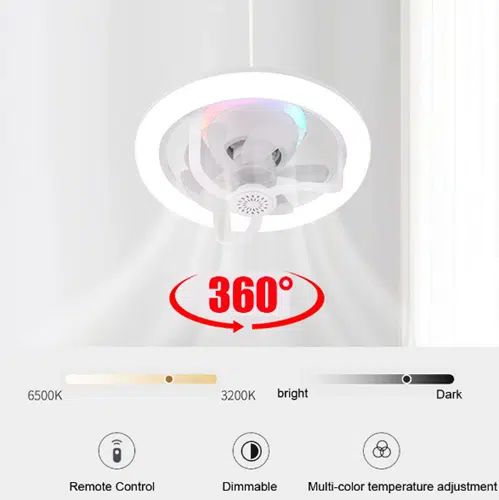 2 σε 1 Ανεμιστήρας Οροφής και Λάμπα LED RGB 500W με Τηλεχειριστήριο 280x180mm 