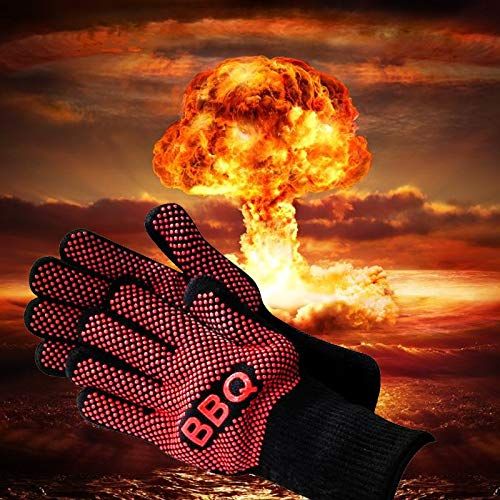 Πυρίμαχα Αντιολισθητικά Γάντια Ψησίματος για Υψηλές Θερμοκρασίες - Σετ 2 τμχ Μαύρα - Κατάλληλα για Ψήσιμο 