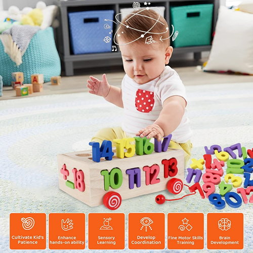 Εκπαιδευτικό Ξύλινο Παιχνίδι Αριθμών για 3+ ετών με Πολύχρωμους Αριθμούς