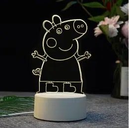 Διακοσμητικό Τρισδιάστατο 3D LED Φωτιστικό Πέππα το Γουρουνάκι 