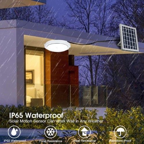 Αδιάβροχο Ηλιακό Φωτιστικό Οροφής 350W LED με Timer & Χειριστήριο - Solar LED Lamp Άσπρο