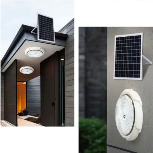 Αδιάβροχο Ηλιακό Φωτιστικό Οροφής 350W LED με Timer & Χειριστήριο - Solar LED Lamp Άσπρο
