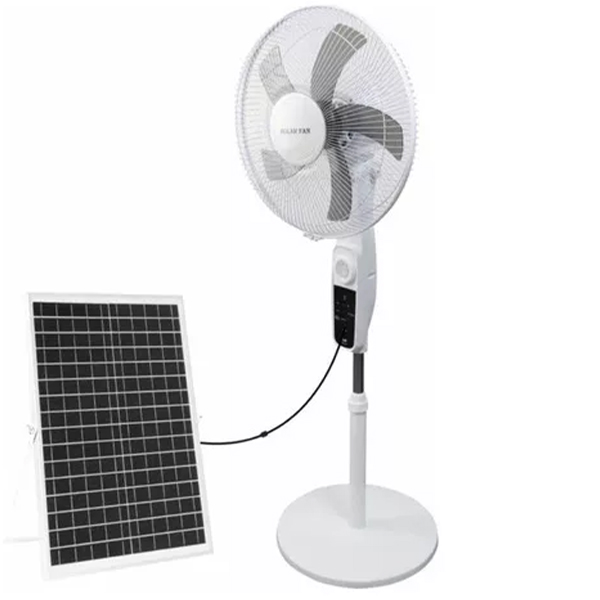 Επαναφορτιζόμενος ανεμιστήρας δαπέδου με ηλιακό πάνελ και τηλεχειριστήριο 228F Solar Fan – λευκό