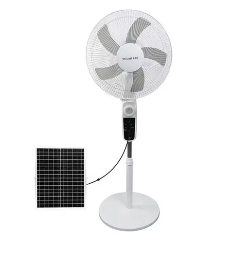 Επαναφορτιζόμενος ανεμιστήρας δαπέδου με ηλιακό πάνελ και τηλεχειριστήριο 228F Solar Fan – λευκό