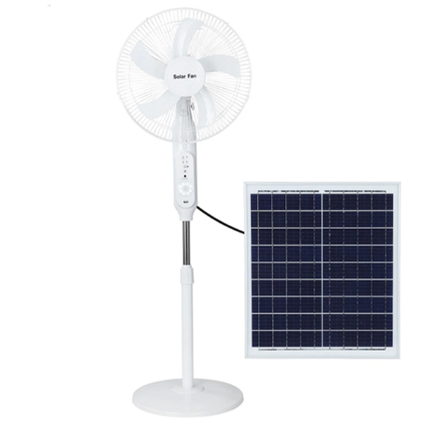 Επαναφορτιζόμενος Επιδαπέδιος Αθόρυβος Ανεμιστήρας με Ηλιακό Πάνελ και Τηλεχειριστήριο Solar Fan Λευκό