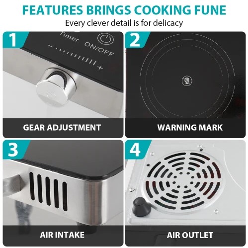 Επιτραπέζια Ηλεκτρική Μονή Επαγωγική Εστία 2000W - Με Πάνελ Αφής & Χρονόμετρο - Winning Star