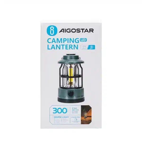 LED Φανάρι Dimmable με Μπαταρίες 300LM για Camping ή Ψάρεμα σε Θερμό Λευκό Φωτισμό Πράσινο 