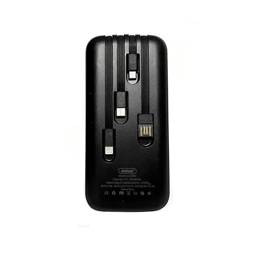 Power Bank 30000mAh με Οθόνη LED, Φακό και Ενσωματωμένα Καλώδια microUSB, USB Type C, USB Type A και Lightning Μαύρο 