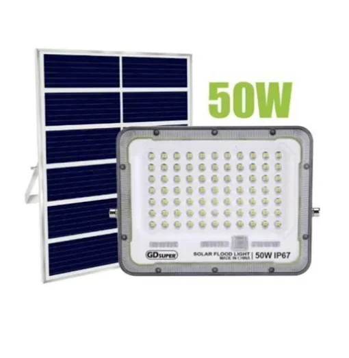 Αδιάβροχος ηλιακός προβολέας LED 50W με πάνελ και τηλεχειριστήριο GD-50G GDSUPER