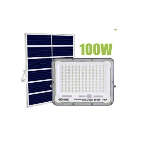 Αδιάβροχος Ηλιακός Προβολέας LED 100W με Πάνελ και Τηλεχειριστήριο GDSUPER