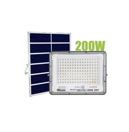 Αδιάβροχος Ηλιακός Προβολέας LED 200W με Πάνελ και Τηλεχειριστήριο GDSUPER