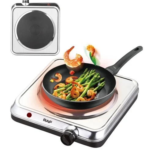 Επιτραπέζια εστία εμαγιέ μονή 1500W RAF ασημί